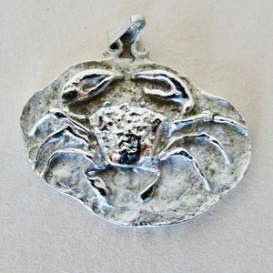 Vintage Pendant Crab/Cancer/Moonchild Sterling Silver 1.375" across